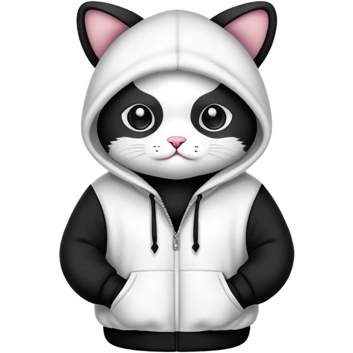 Cat wearing panda hoodie emoji