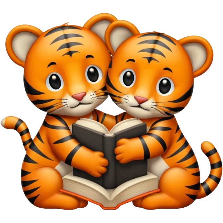 2 tigers hug + stars + book emoji