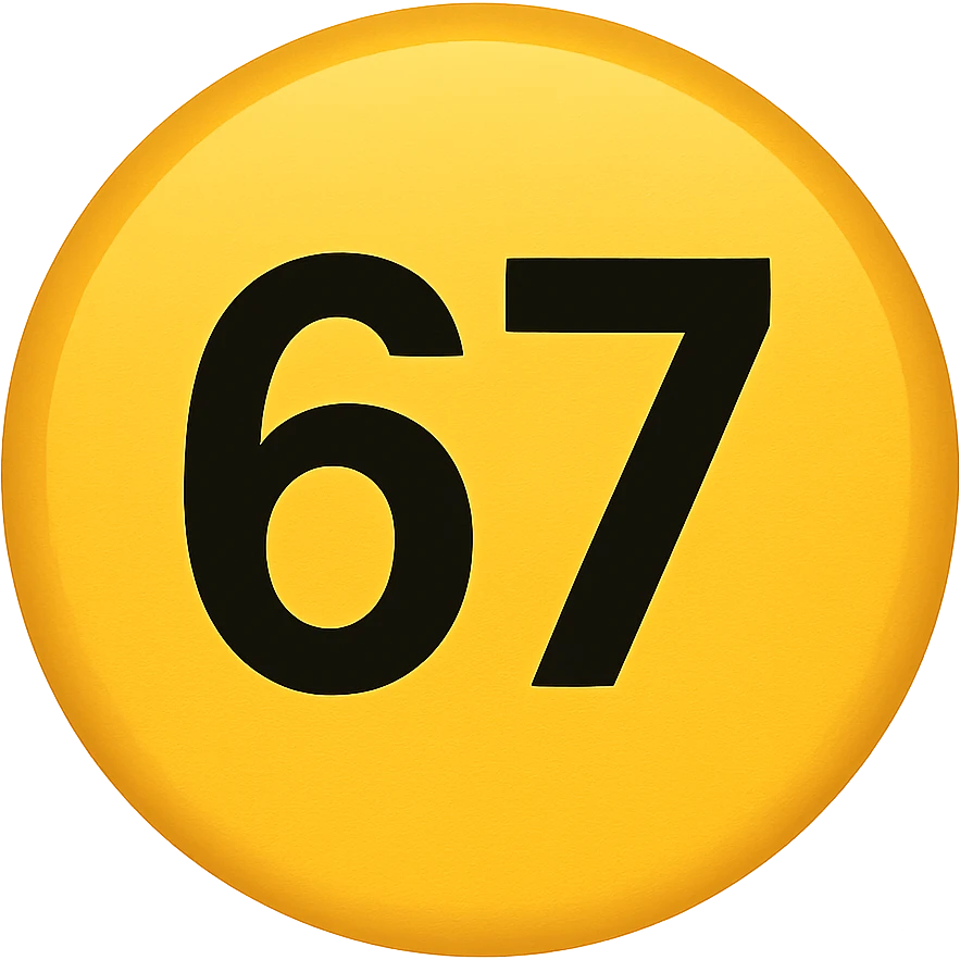 circle emoji that says "67" emoji