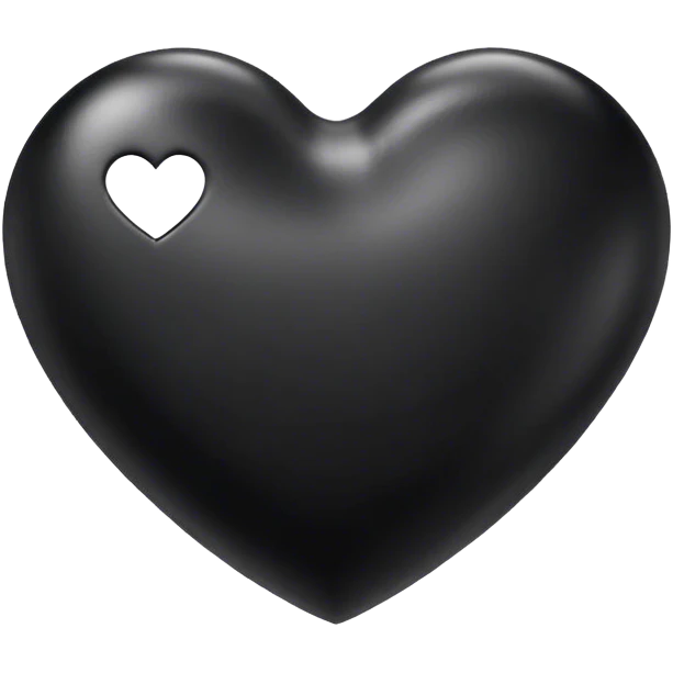 Glossy black leather heart emoji