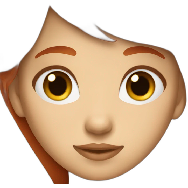 Girl with bangs and red hair highlight and round face emoji