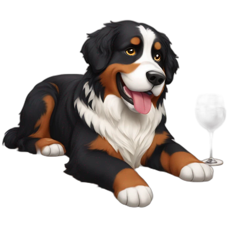bernese mountain dog drinking good wine emoji