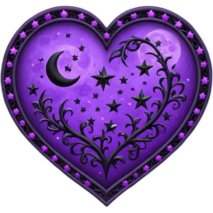 heart with purple gothic moon and stars emoji