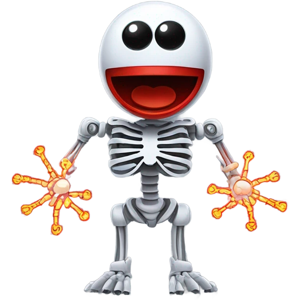 Elmo wearing in an automaton exit skeleton with lasers emoji
