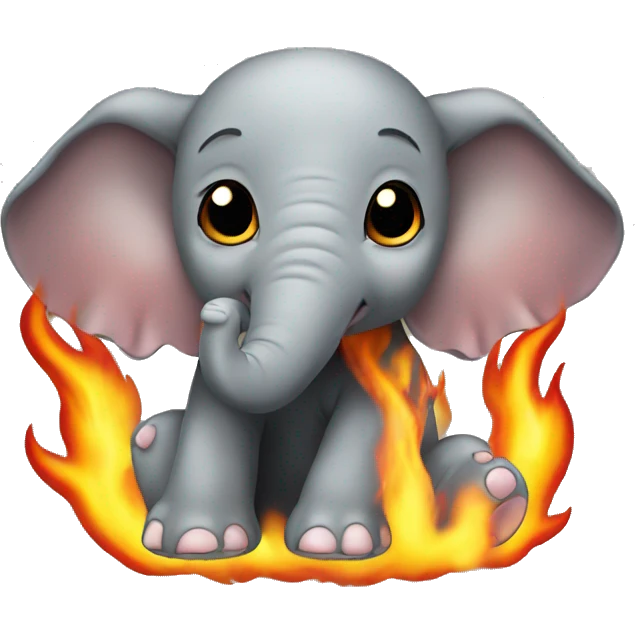 flaming baby elephant with no eyes emoji