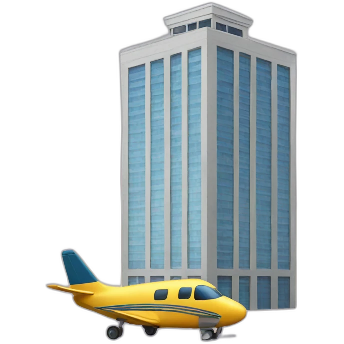 Building carrying a plane emoji