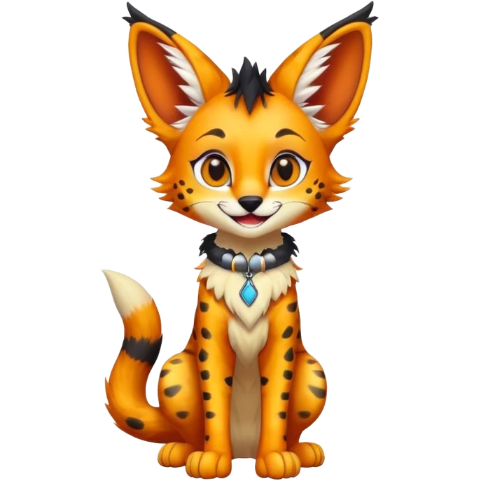 Epic Cute Colorful Dark Sergal-Serval-Vernid full body emoji