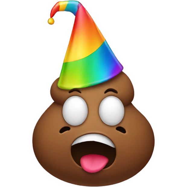 poop emoji with party hat emoji