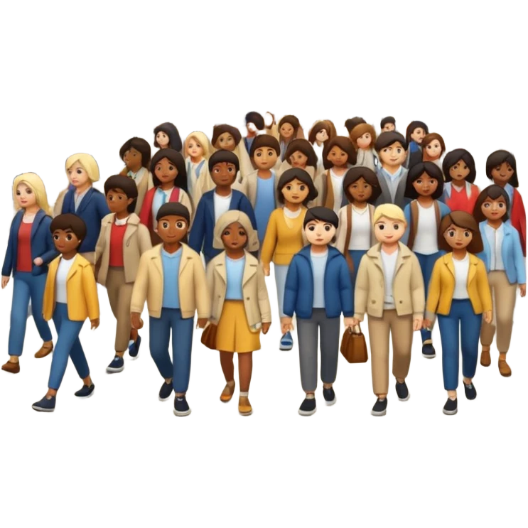 city street with many people random walking emoji