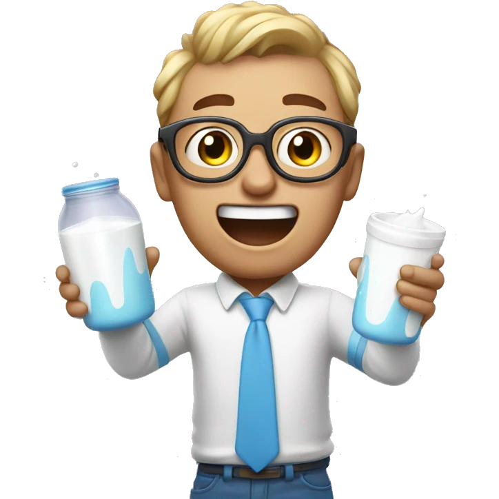 Nerd getting milk splashed on his face emoji