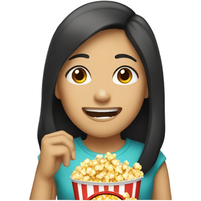 Asian girl eating popcorn emoji