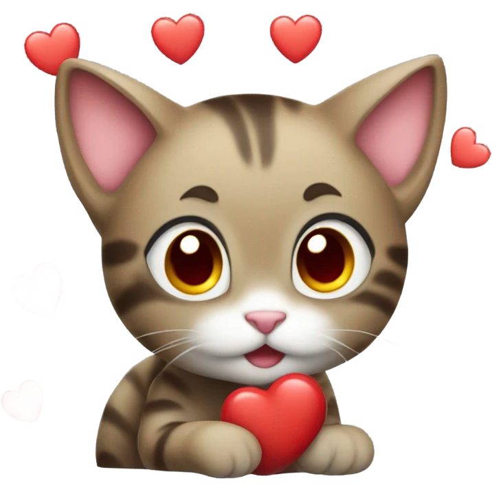 Cat sending red hearts emoji