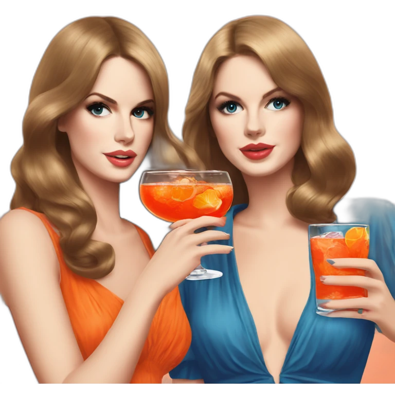 Lana del Rey & Taylor swift drinking aperol emoji
