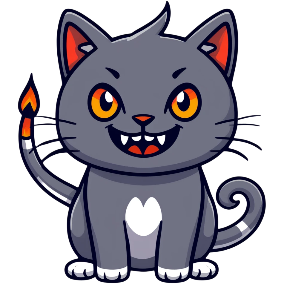 mad cat with fiery eyes and showing teeth emoji