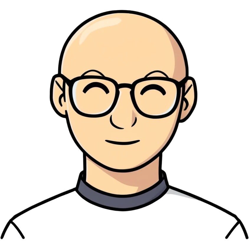 Bald man with glasses emoji