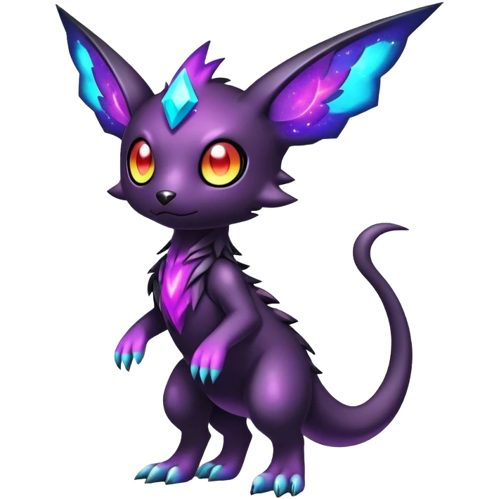 Cute cool colorful dark nebula fantasy-Fakemon-Digimon-animal-hybrid full body emoji
