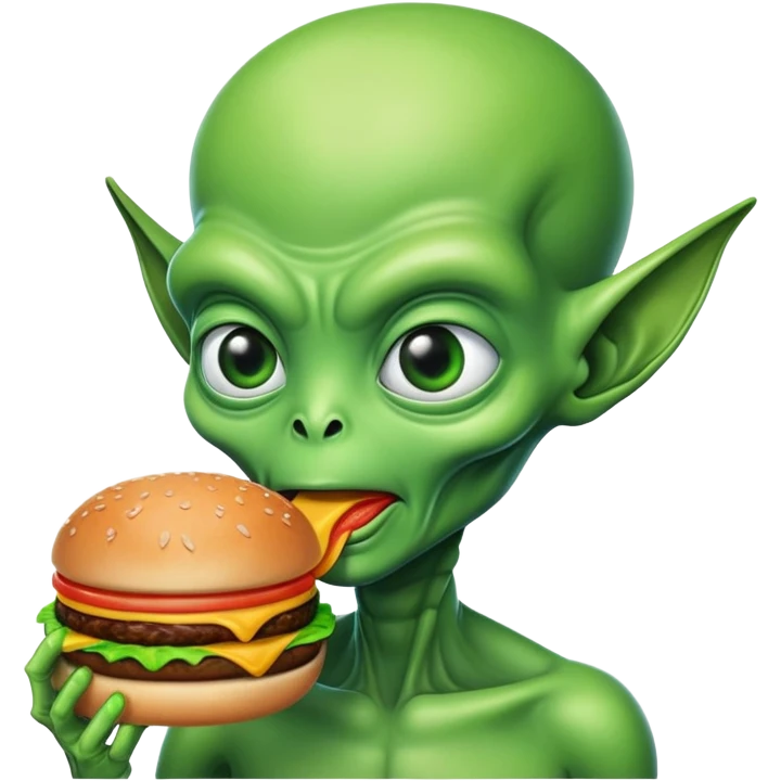 alien eating a burger emoji