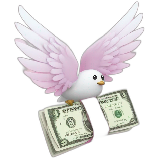 pink money order with white wings emoji