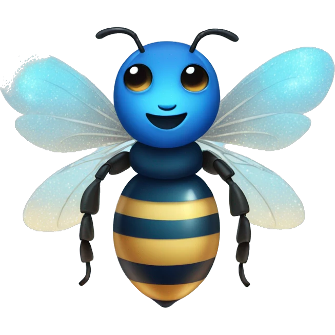 Blue bee with sparkles emoji