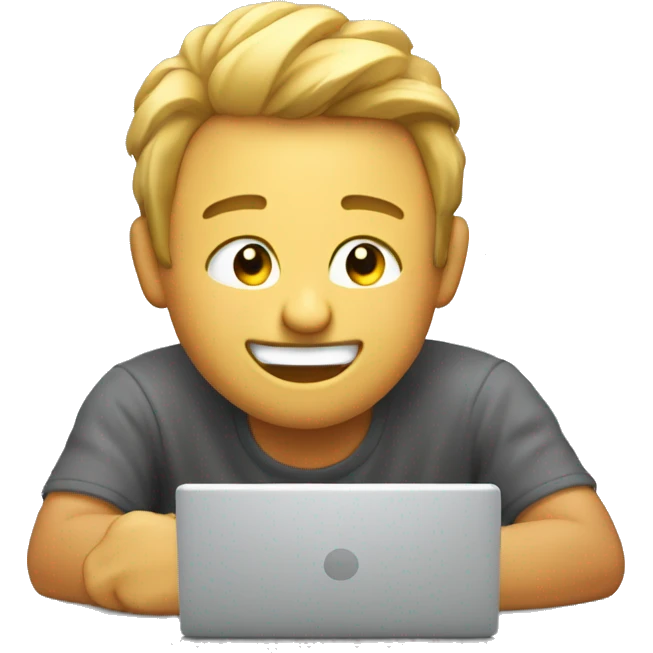 smile qui joue sur un PC emoji