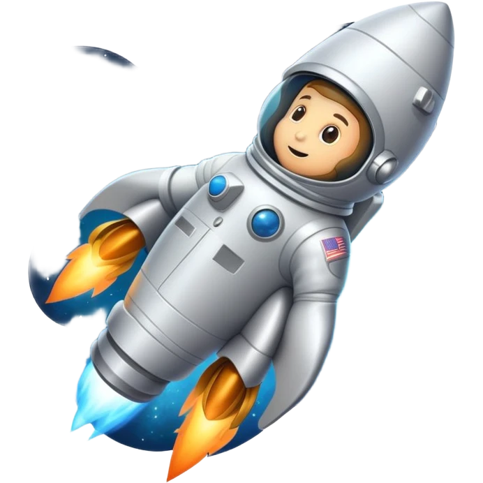 astronaut in a rocket flying through stars emoji