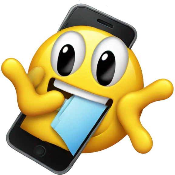 smiley with shock emotion holding smartphone emoji