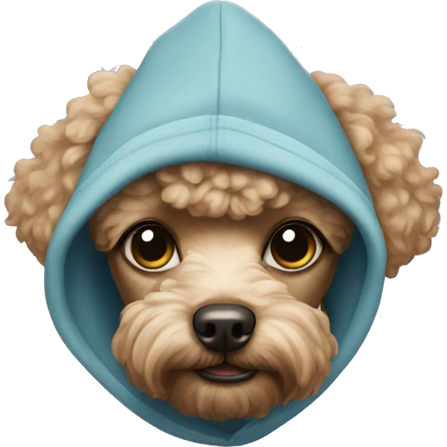 poodle wearing a hoodie emoji