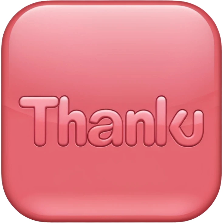 the words thank you in coral pink emoji
