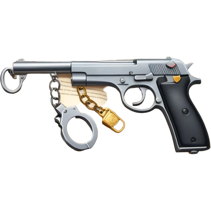 Humanless Icon for Action & Crime Reading: an open book with action-packed scenes, featuring a gun, handcuffs, a detective's badge. The icon should capture the tension and excitement of crime and action stories. Transparent background. emoji