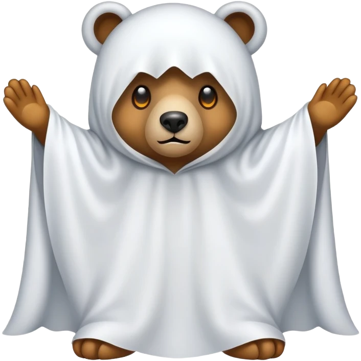 Bear dressed as ghost in sheet with eyes cut out  emoji