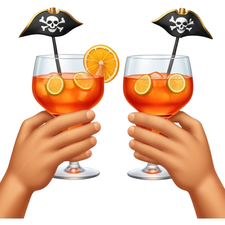 two pirate hands cheering with aperol cocktails emoji