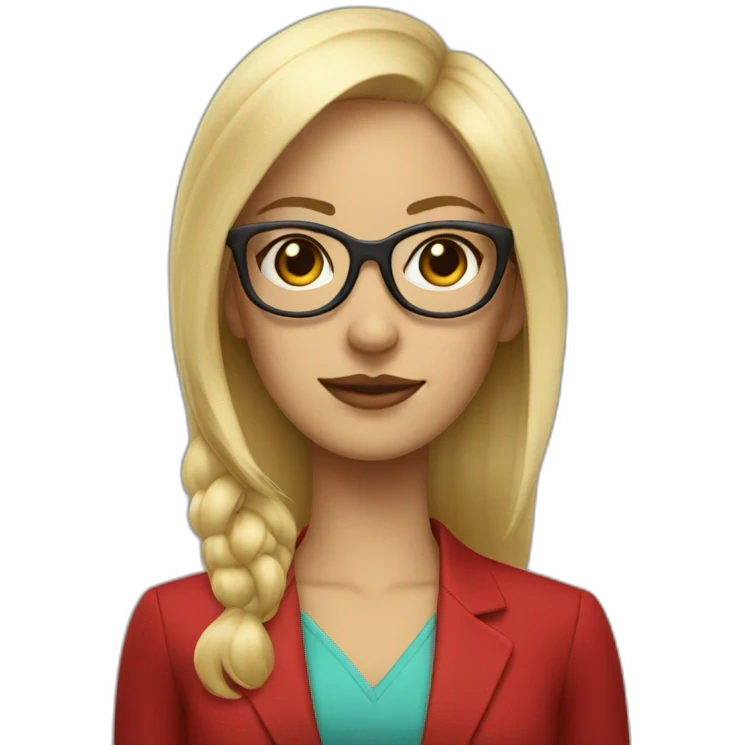 Boss girl with blonde hair and red glasses  emoji