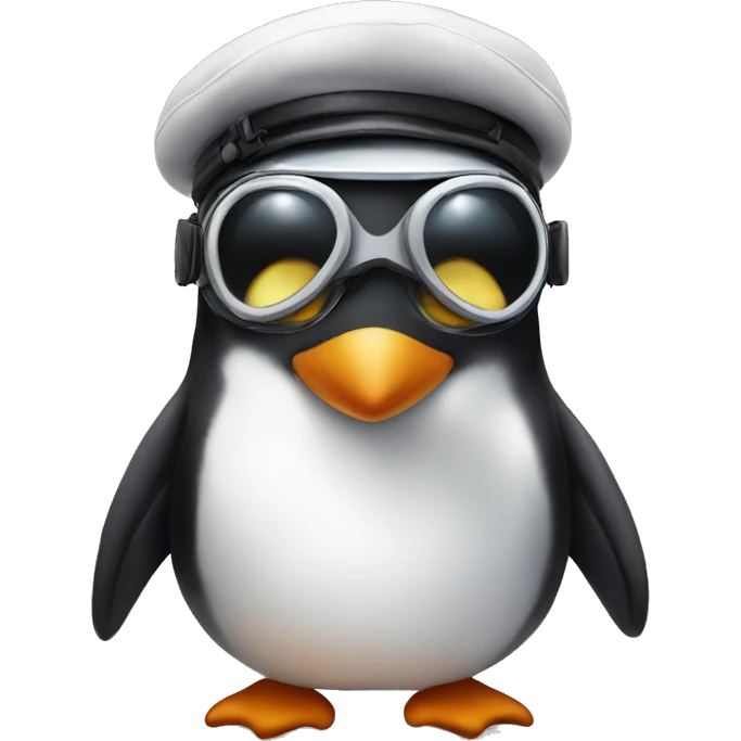 penguin with pilot hat and goggle emoji