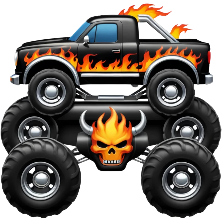 Big car monster truck with flames emoji