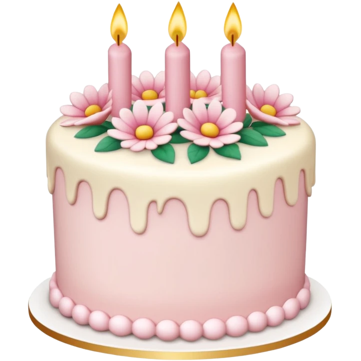pale pink and cream birthday cake   emoji