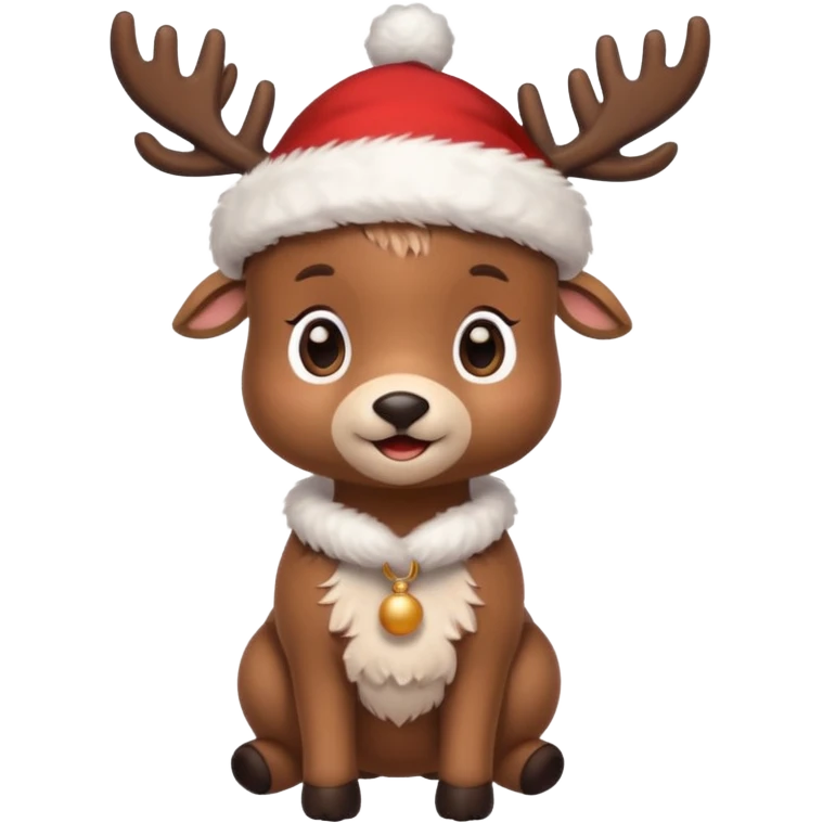 reindeer baby  cute, full body christmass cap emoji