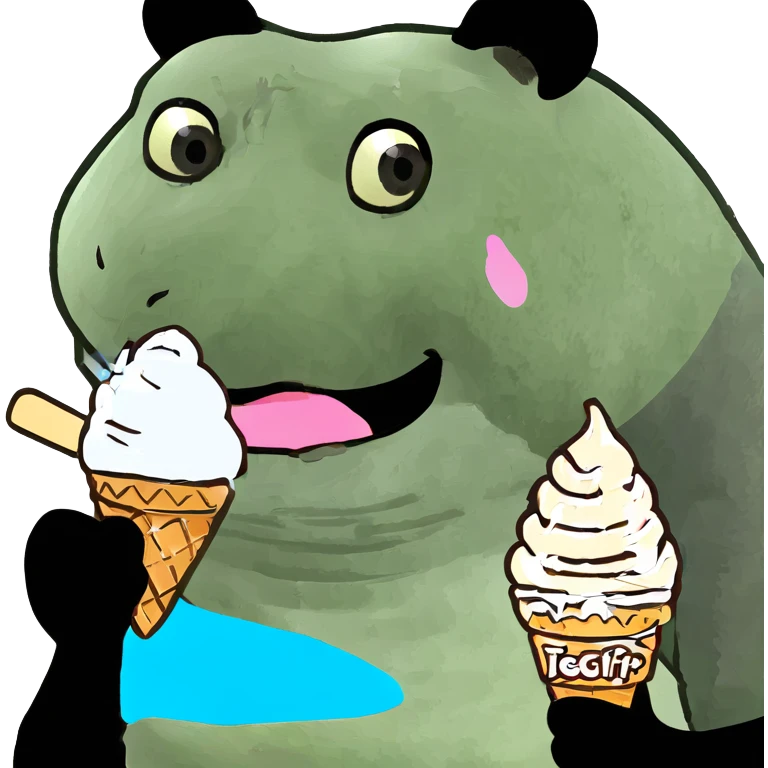 Panda eating ice cream emoji