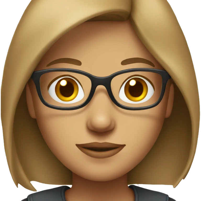 Cute woman, light brown hair, glasses emoji