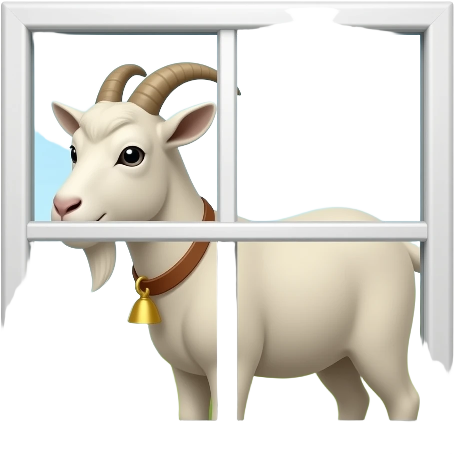 una cabrita mirando por la ventana para ver que hay fuera emoji