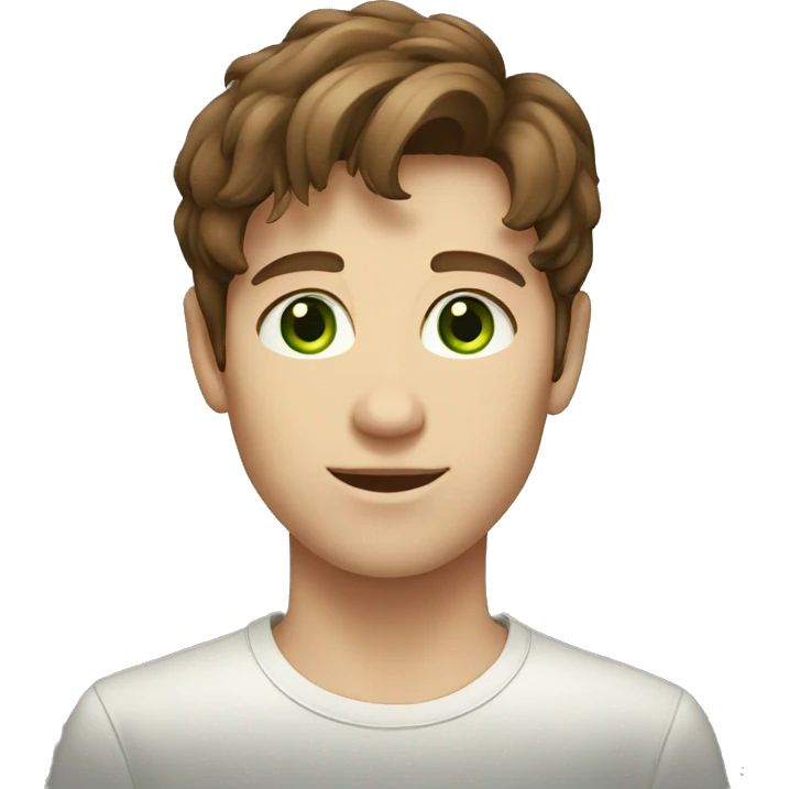 Brown hair green eyes young male emoji