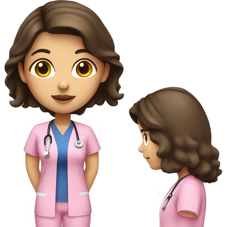 Brunette nurse in pink scrubs emoji