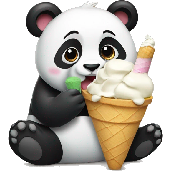 Panda eating ice cream emoji
