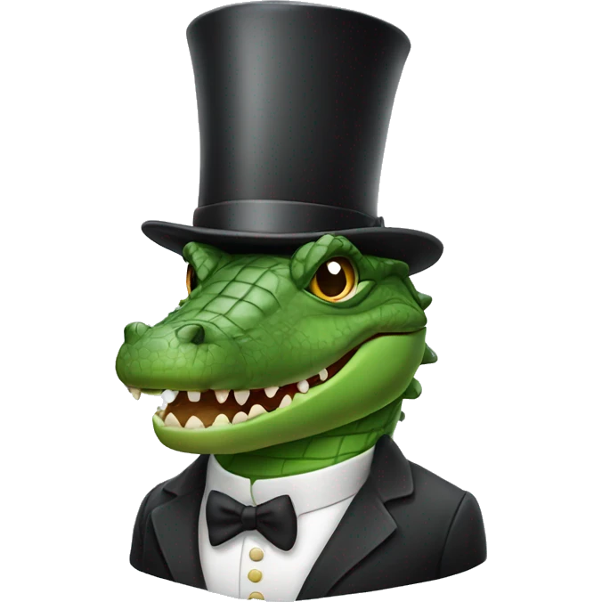 Crocodile with a top hat emoji