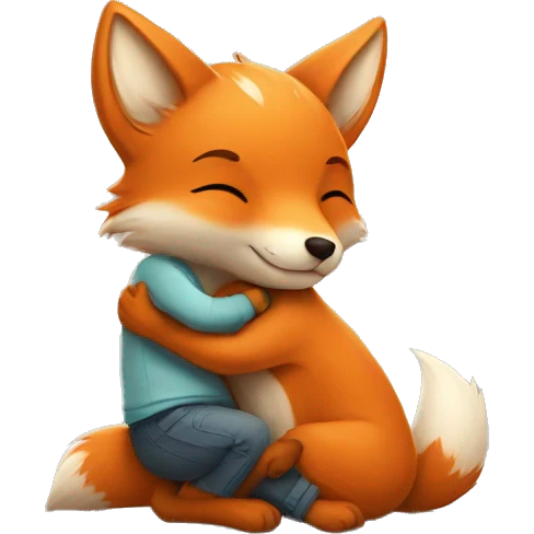 little fox hugging a little white boy emoji