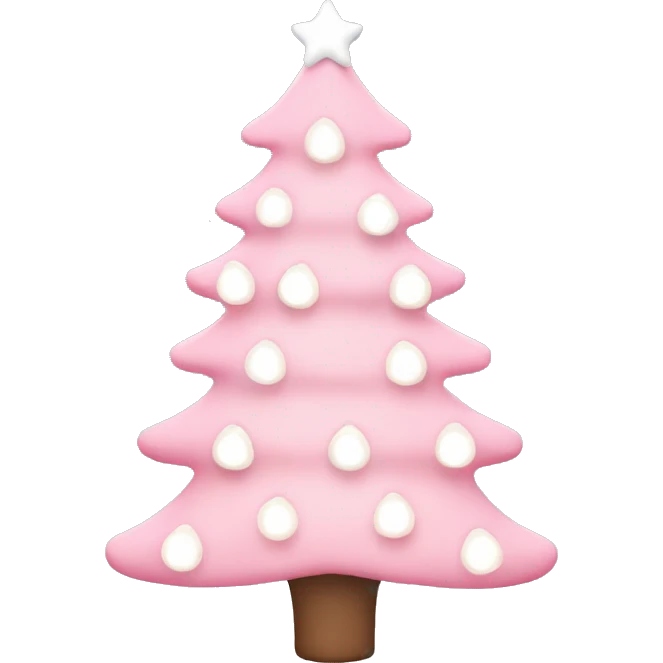 pastel pink christmas tree with white Christmas lights emoji
