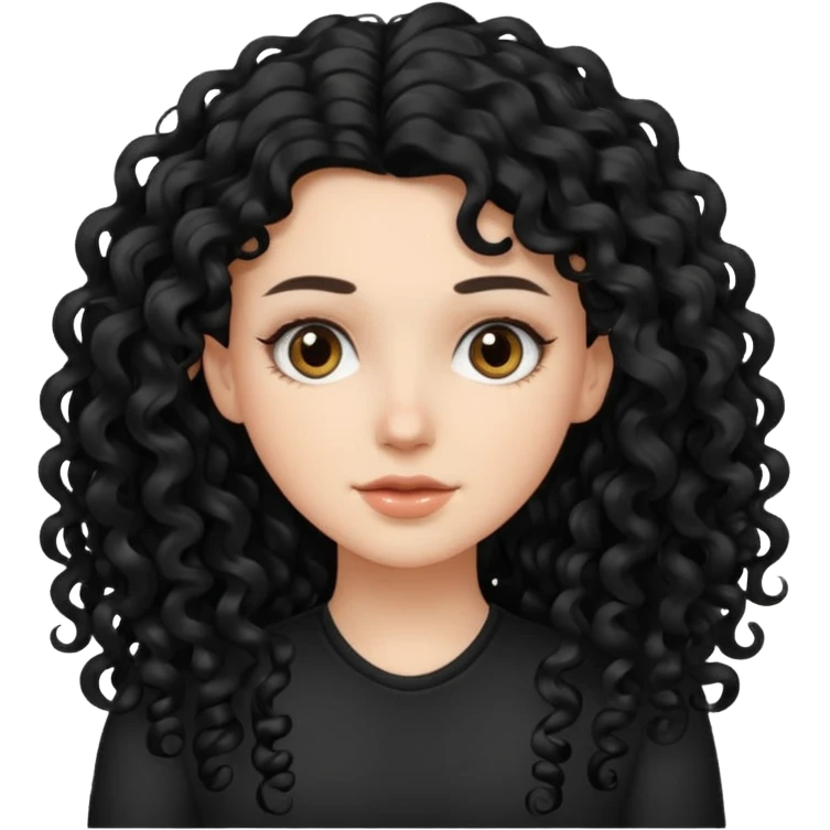 Really white girl with very long black 3a curly hair  emoji