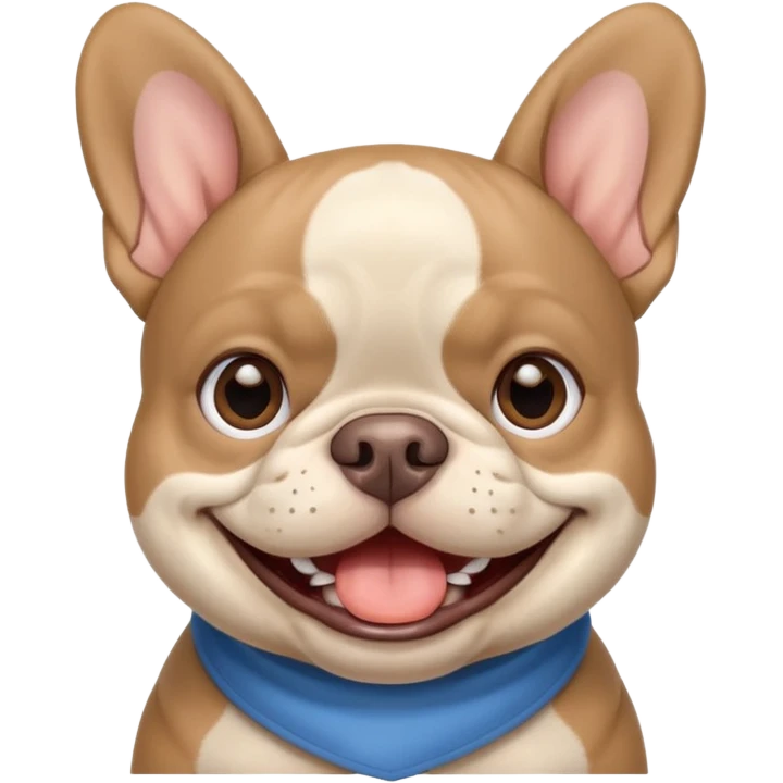 blue tan french bulldog smiling emoji