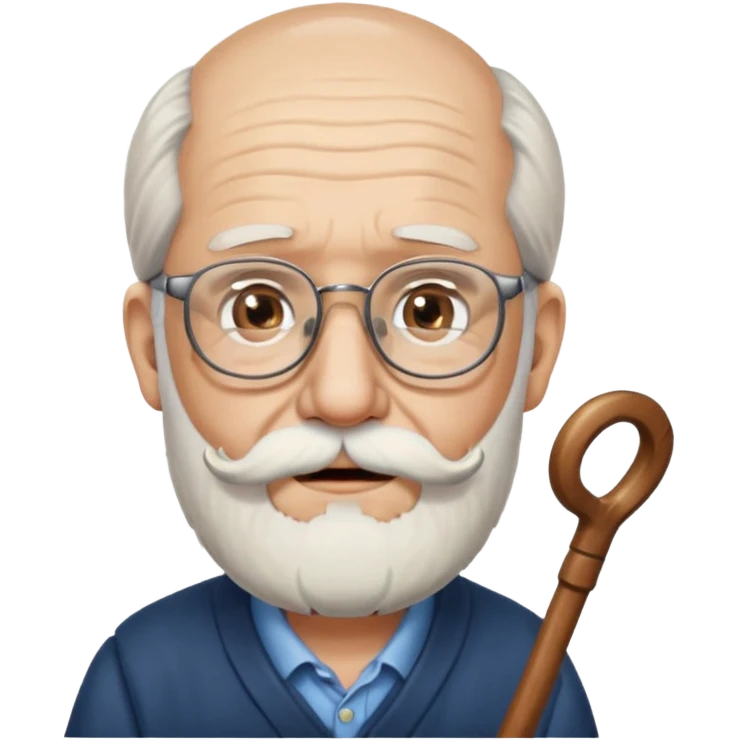 Anciano barba blanca larga bastón audifonos sordera lentes  emoji