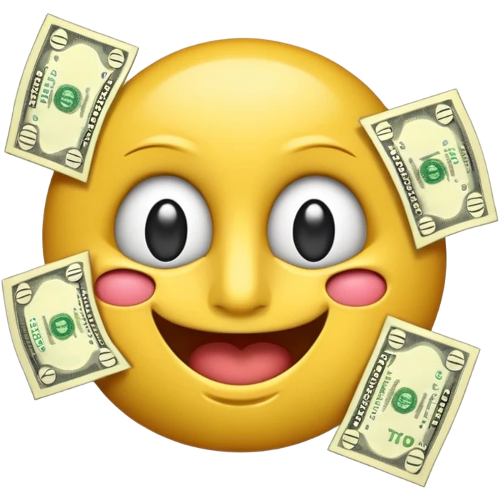 3D glossy money emoji sticker, dollar-sign eyes, cash flying out of mouth, centered. Add curved caption above the emoji: "ТГ - MHGPT4", bold, high-contrast, perfectly readable, sticker outline. Transparent background. emoji