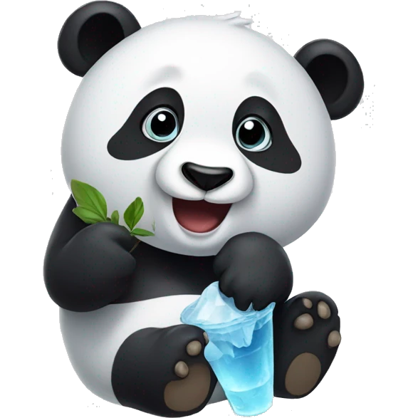Panda eating ice emoji